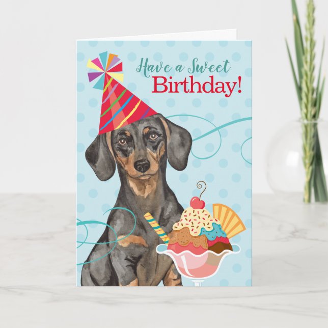 Sweet Birthday Dachshund Kort (Framsida)