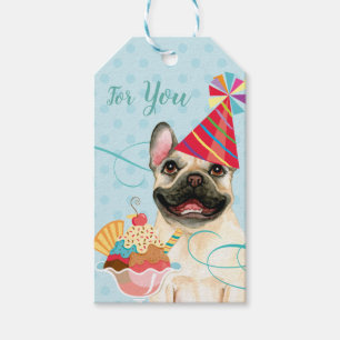 Sweet Birthday Fransk Bulldog Presentetikett