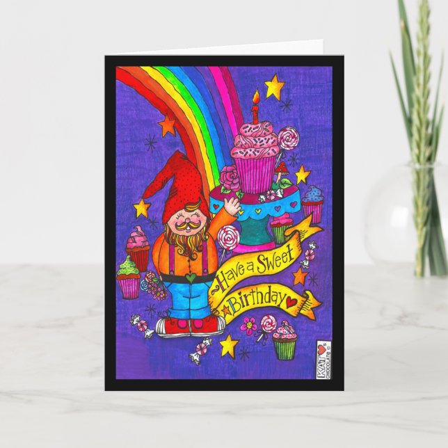 Sweet Birthday Gnomie Kort (Framsida)