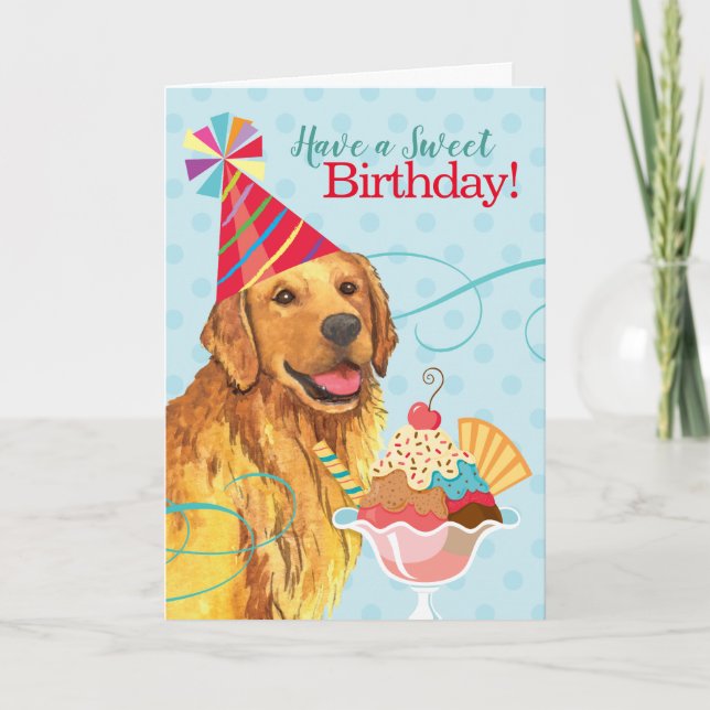 Sweet Birthday Golden Retriever Kort (Framsida)