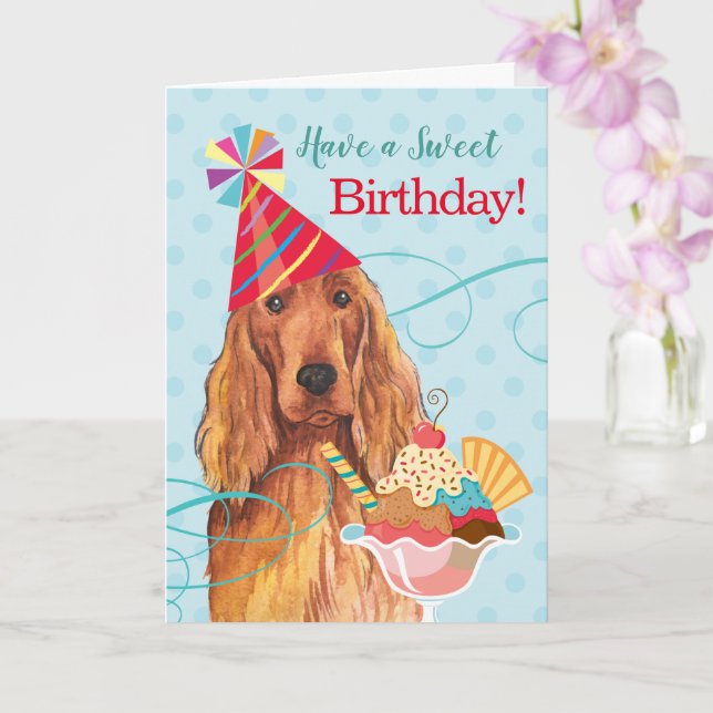 Sweet Birthday Irish Setter Kort (Orkide)