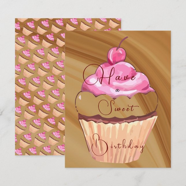Sweet Birthday Kort (Fram/baksida)