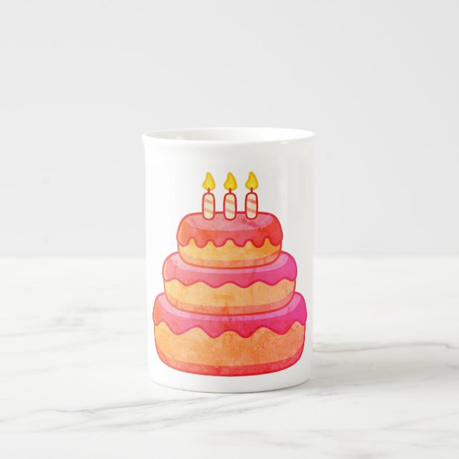 "Sweet Birthday Önskemål Mugg" Benporslin Mugg (Framsidan)