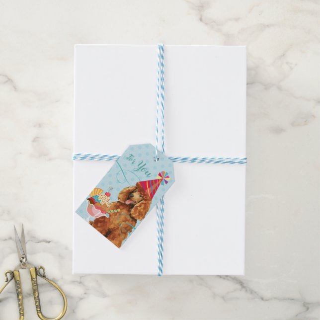 Sweet Birthday Pudel Presentetikett (Med Snöre)