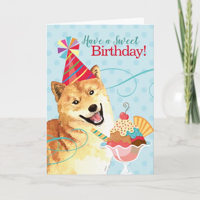 Sweet Birthday Shiba Inu Kort (Framsida)