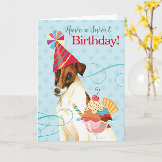 Sweet Birthday Smooth Fox Terrier Kort (Gul blomma)