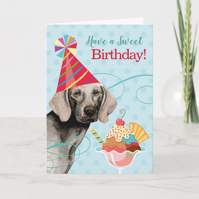 Sweet Birthday Weimaraner Card Kort (Framsida)