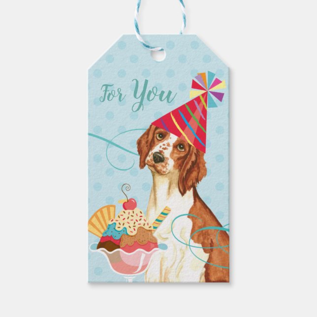 Sweet Birthday Welsh Springer spanel Presentetikett (Framsidan)