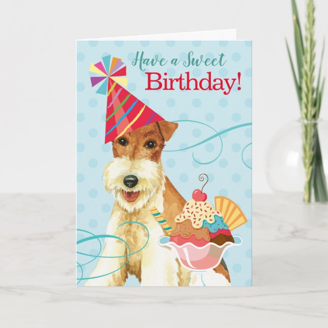 Sweet Birthday Wire Fox Terrier Kort (Framsida)