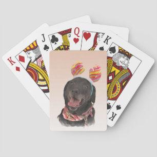 Sweet Black Labrador Retriever Hund Uppspelningsko Kortlek