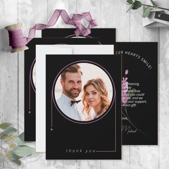 Sweet Blommigt Arch Bröllop Lilac ID998 Tack Kort (Skapare uppladdad)