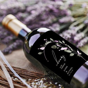 Sweet Blommigt Arch Bröllop Lilac ID998 Vinflaska Etikett