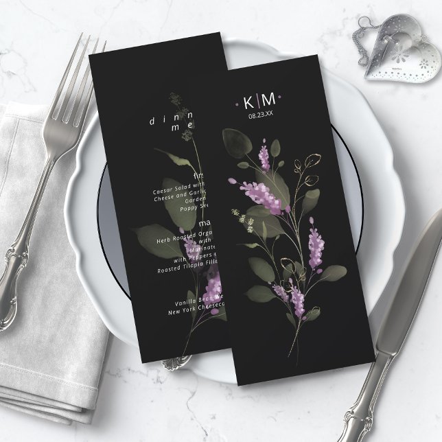 Sweet Blommigt Arch Bröllop Menu V2 Lilac ID998 (Skapare uppladdad)