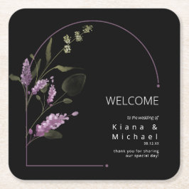 Sweet Blommigt Arch Bröllop Welcome Lilac ID998 Underlägg Papper Kvadrat
