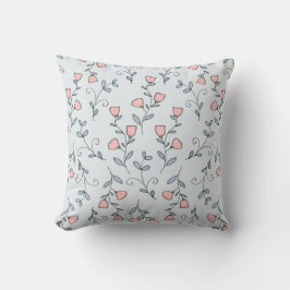 Sweet Blommigt Boho Rosa Lavender på Blue Kudde