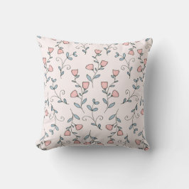 Sweet Blommigt Boho Rosa Lavender på Rosa Kudde