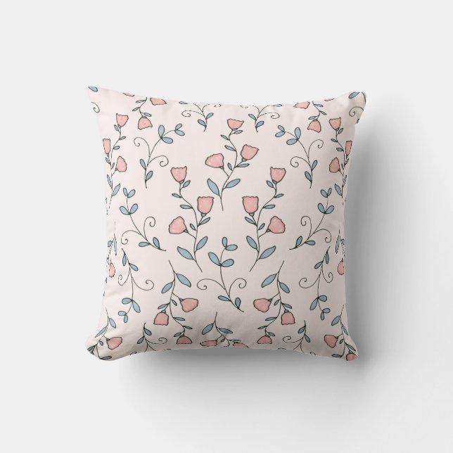 Sweet Blommigt Boho  Rosa Lavender på Rosa Kudde (Framsida)