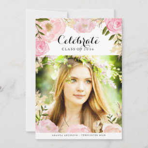 Sweet Blommigt Grad Announcement Inbjudningar