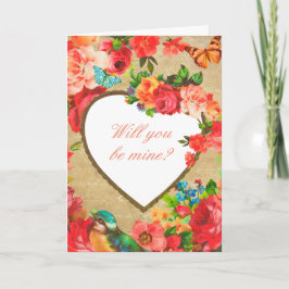 Sweet Blommigt Heart Valentine Day Card Kort