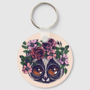 Sweet Blommigt Lemur Nyckelring