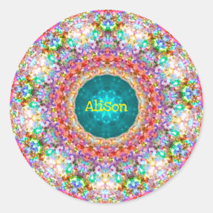 ~ Sweet Blommönster ~ Personlig ALISON ~ Cla Runt Klistermärke