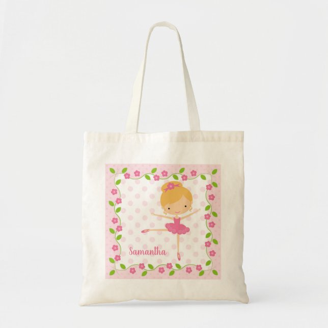 Sweet Blonde Ballerina Tote Bag Tygkasse (Framsidan)