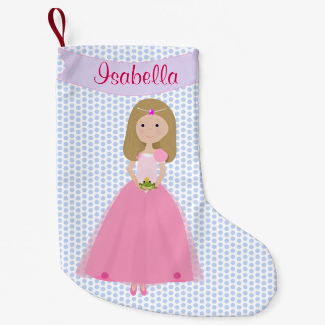 Sweet Blonde Hair Princess Personlig Stocking Liten Julstrumpa (Framsidan)