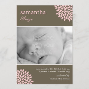 Sweet Bloom Flicka Birth Notice Meddelande