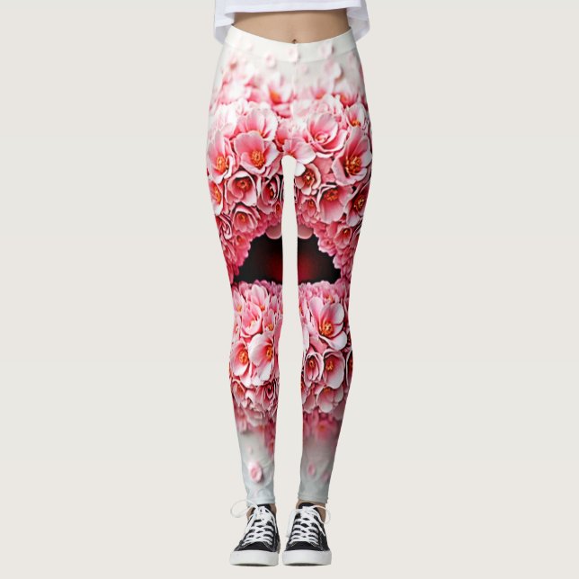 Sweet Bloom Läppar Art Leggings (Framsida)