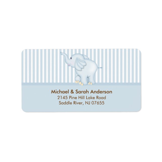 Sweet Blue Baby Elephant Address Label Adressetikett (Framsidan)