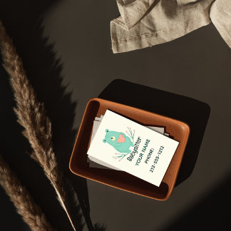 Sweet Blue Bear Heart Babywatch QR-kod Visitkort