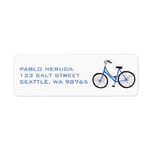 Sweet Blue Bicycle Bike ANPASSNINGSBAR Mailing Adr Returadress Etikett