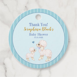 Sweet Blue Boy Lamb Baby Shower Tack Gåvor Etiketter