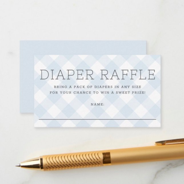 Sweet Blue Gingham Boy Diaper Raffle Baby Shower Tilläggskort (Skapare uppladdad)