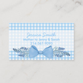 Sweet Blue Gingham with Flowers and Bow Mamma