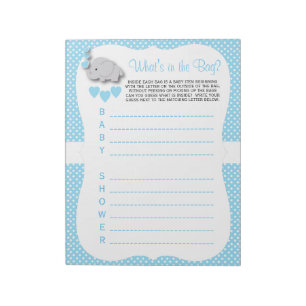 Sweet Blue & Grått Elephant Baby What's in the Bag Anteckningsblock