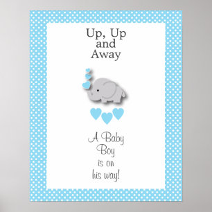 Sweet Blue & Grått Elephant - Pojke Poster