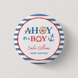 Sweet Blue Red Nautical Ahoy Boy Baby Shower Knapp