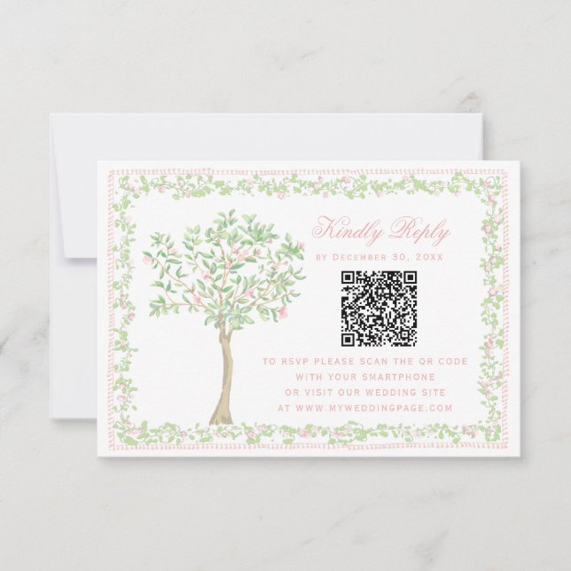 Sweet Blush Tree  Floral with Frame RSVP  QR Code (Framsida)