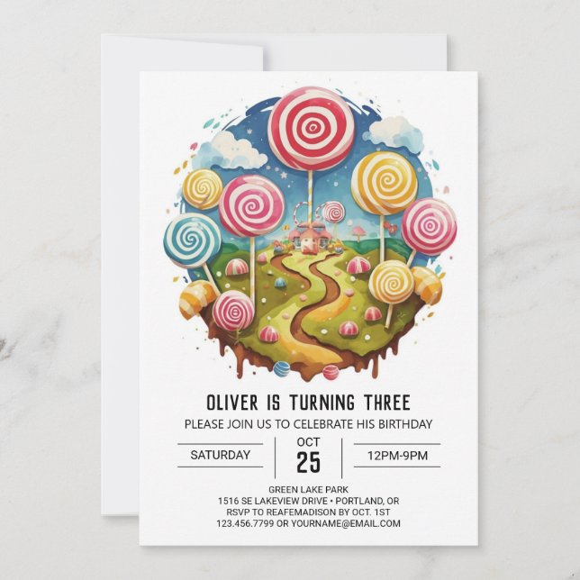 Sweet Bohemian Lollipop Birthday Inbjudningar (Framsida)
