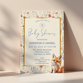 Sweet Boho Blue Forest Animal Baby Shower Inbjudningar