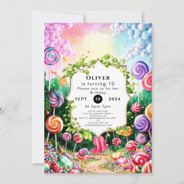Sweet Boho Candyland Birthday Inbjudningar (Framsida)