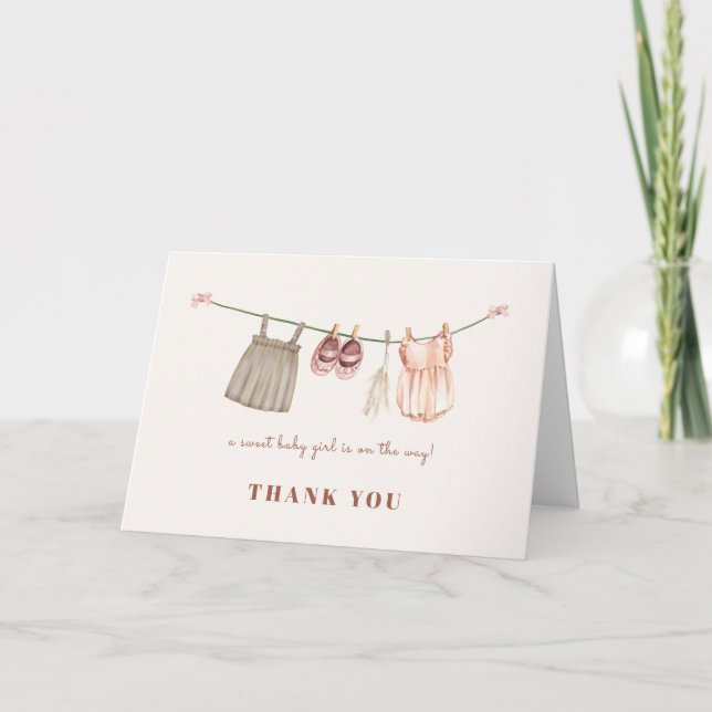 Sweet Boho Clothesline Girl Shower Tack Kort (Framsida)
