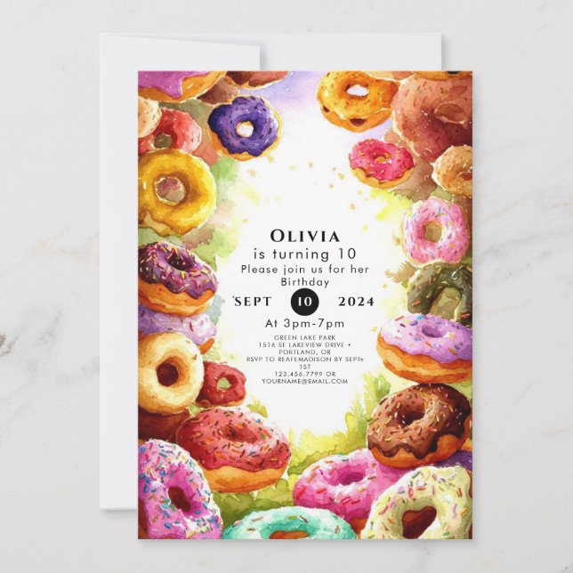 Sweet Boho Donut Birthday Inbjudningar (Framsida)