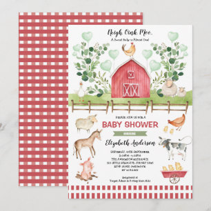 Sweet Boskap Barnyard Baby Shower Inbjudningar