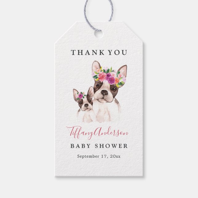 Sweet Boston Mamma och Baby Blommigt Baby Shower M Presentetikett (Framsidan)