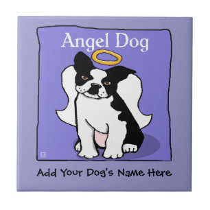 Sweet Boston Terrier Angel Hund Memorial Kakelplatta