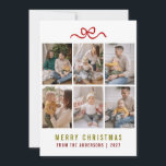 Sweet Bow Merry Christmas 6 Photo Grid Family Julkort<br><div class="desc">Share your joy with a touch of whimsy using this adorable multi-photo template featuring a hand-drawn bow. Easily customize with your favorite snapshots and family name for a high-end look that stands out.</div>