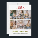 Sweet Bow Merry Christmas 6 Photo Grid Family Julkort<br><div class="desc">Share your joy with a touch of whimsy using this adorable multi-photo template featuring a hand-drawn bow. Easily customize with your favorite snapshots and family name for a high-end look that stands out.</div>