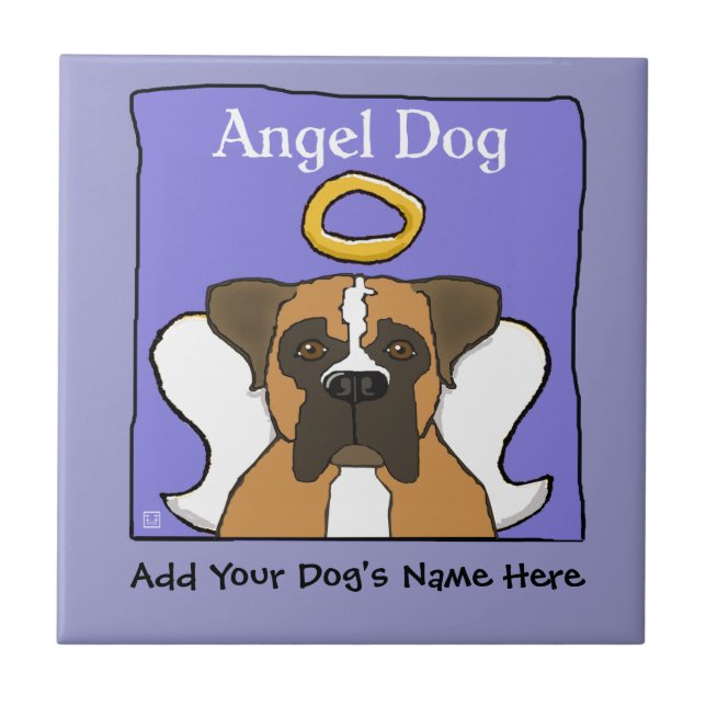 Sweet Boxer Hund Angel Memorial Kakelplatta (Framsidan)